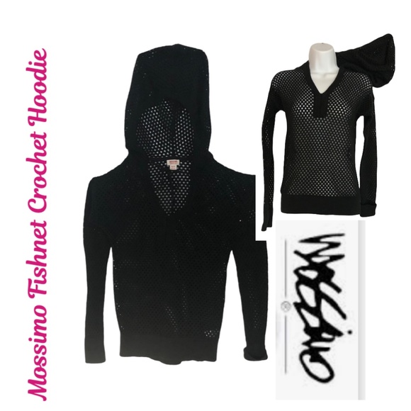 Gently Worn In Excellent condition Black Fishnet Crochet Mossimo Hoodie Sweater - Picture 1 of 1